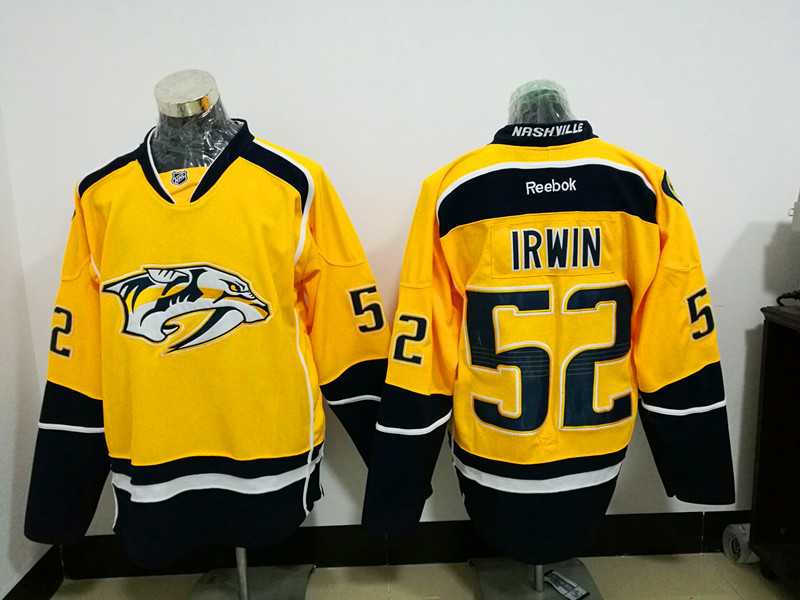 Nashville Predators #52 Irwin Yellow Stitched NHL Jersey